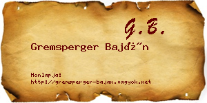 Gremsperger Baján névjegykártya